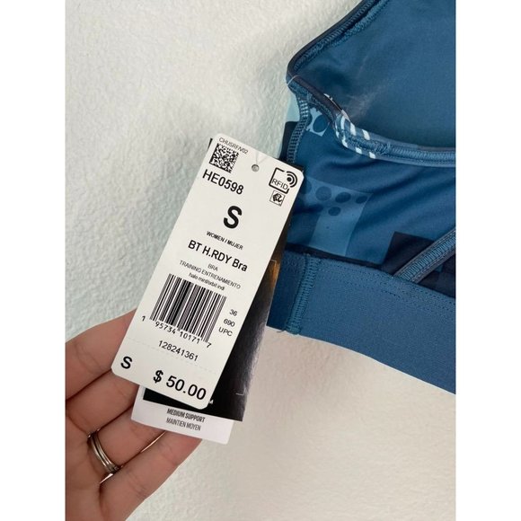 Adidas Peloton women's small blue teal‎ racer back sports bra medium support NWT - Picture 6 of 8
